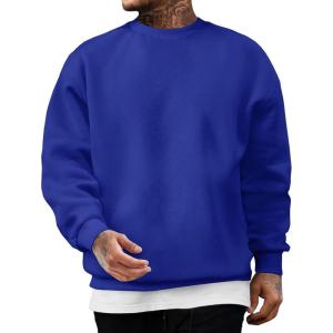 JMIERR Men’s Casual Long Sleeves Crewneck Sweatshirts Cotton Pullover Sweatshirt for Men(Dark Blue)
