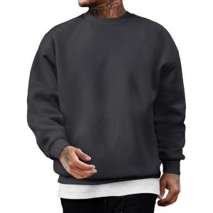 JMIERR Men’s Casual Long Sleeves Crewneck Sweatshirts Cotton Pullover Sweatshirt for Men(Dark Grey)