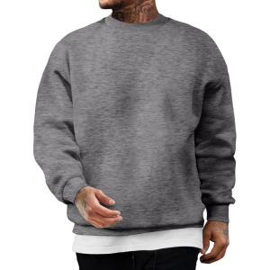JMIERR Men’s Casual Long Sleeves Crewneck Sweatshirts Cotton Pullover Sweatshirt for Men(Medium Grey)