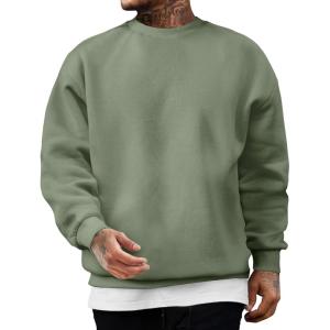 JMIERR Men’s Casual Long Sleeves Crewneck Sweatshirts Cotton Pullover Sweatshirt for Men(Mist Green)