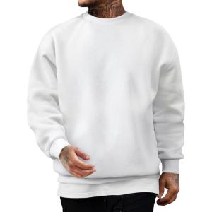 JMIERR Men’s Casual Long Sleeves Crewneck Sweatshirts Cotton Pullover Sweatshirt for Men(White)