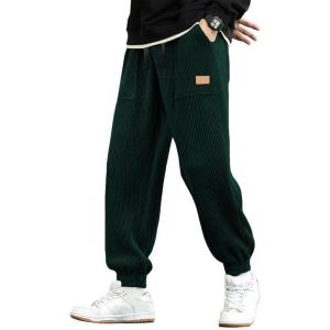 JMIERR Mens Corduroy Joggers Pants Casual Cargo Pants Drawstring Elastic Waist Baggy Tapered Sweatpants with Pockets(Blue)