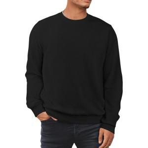 JMIERR Mens Crewneck Sweatshirt Casual Long Sleeve Texture Pullover Shirt for Men(Black)