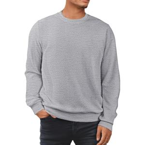 JMIERR Mens Crewneck Sweatshirt Casual Long Sleeve Texture Pullover Shirt for Men(Grey)