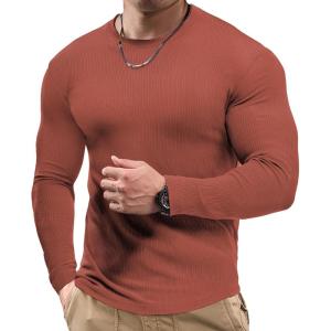 JMIERR Mens Fall Crewneck Shirt Long Sleeve Anti-Wrinkle Casual Muscle T Shirts Workout Slim Fitted(F Gold Flame)