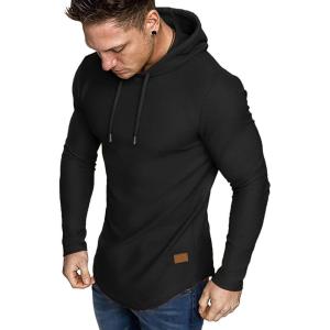 JMIERR Mens Fashion Hoodies Fleece Long Sleeve Athletic Sweatshirt Pullover T Shirts(Black)