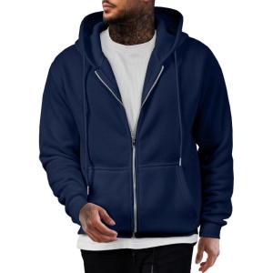 JMIERR Mens Full Zip Casual Cotton Hooded Fleece Drawstring Hoodies Pullover Sweatshirts Casual Long Sleeve Shirts(Blue)