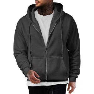 JMIERR Mens Full Zip Casual Cotton Hooded Fleece Drawstring Hoodies Pullover Sweatshirts Casual Long Sleeve Shirts(Carbon Grey)