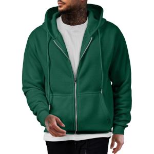 JMIERR Mens Full Zip Casual Cotton Hooded Fleece Drawstring Hoodies Pullover Sweatshirts Casual Long Sleeve Shirts(Green)