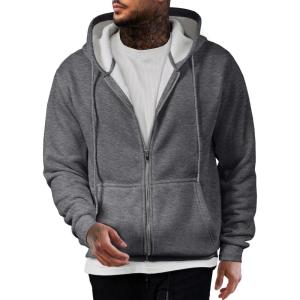 JMIERR Mens Full Zip Casual Cotton Hooded Fleece Drawstring Hoodies Pullover Sweatshirts Casual Long Sleeve Shirts(Medium Grey)