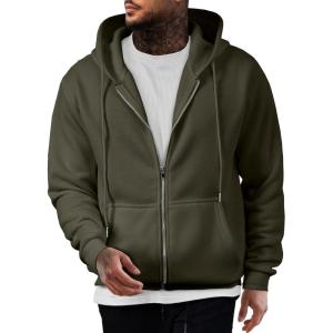 JMIERR Mens Full Zip Casual Cotton Hooded Fleece Drawstring Hoodies Pullover Sweatshirts Casual Long Sleeve Shirts(Moss Green)