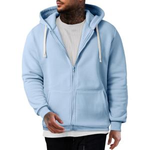 JMIERR Mens Full Zip Hooded Fleece Drawstring Hoodies Pullover Sweatshirts Casual Long Sleeve Shirts(Beau Blue)