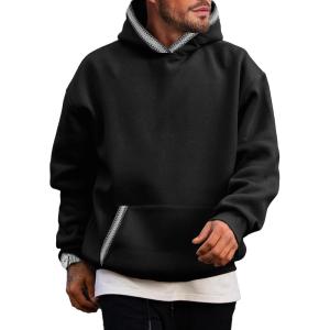 JMIERR Mens Hoodies Pullover Casual Cotton Fleece Hooded Sweatshirts Long Sleeve Shirts(Black)