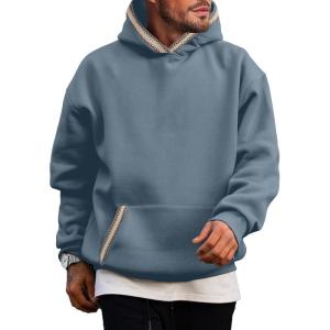 JMIERR Mens Hoodies Pullover Casual Cotton Fleece Hooded Sweatshirts Long Sleeve Shirts(Blue)