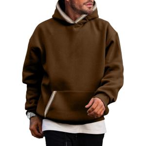 JMIERR Mens Hoodies Pullover Casual Cotton Fleece Hooded Sweatshirts Long Sleeve Shirts(Brown)