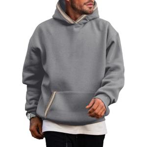 JMIERR Mens Hoodies Pullover Casual Cotton Fleece Hooded Sweatshirts Long Sleeve Shirts(Grey)