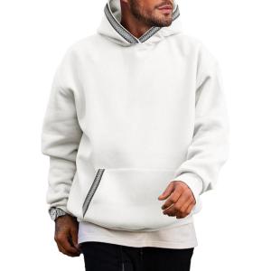 JMIERR Mens Hoodies Pullover Casual Cotton Fleece Hooded Sweatshirts Long Sleeve Shirts(White)