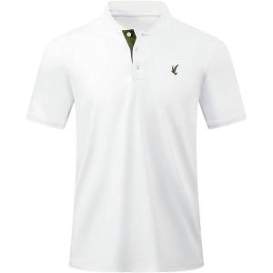 JMIERR Men’s Polo Henley Shirt Moisture Wicking Quick Dry Summer Casual Short Sleeve Golf Polo T Shirts(1 White)