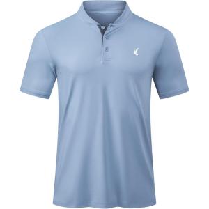 JMIERR Men’s Polo Henley Shirt Moisture Wicking Quick Dry Summer Casual Short Sleeve Golf Polo T Shirts(2 Sky Blue)
