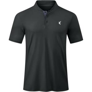 JMIERR Men’s Polo Henley Shirt Moisture Wicking Quick Dry Summer Casual Short Sleeve Golf Polo T Shirts(A Grey 2)