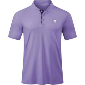 JMIERR Men’s Polo Henley Shirt Moisture Wicking Quick Dry Summer Casual Short Sleeve Golf Polo T Shirts(Purple)