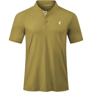 JMIERR Men’s Polo Henley Shirt Moisture Wicking Quick Dry Summer Casual Short Sleeve Golf Polo T Shirts(Yellow Green)