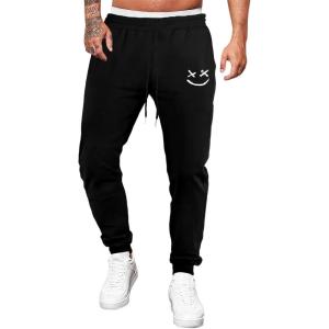 JMIERR Mens Sweatpants Tapered Gym Running Workout Pants Athletic Drawstring Joggers with Pockets(A Black)