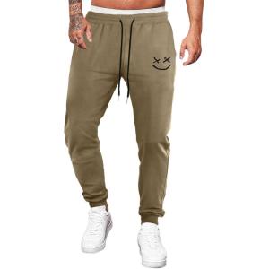 JMIERR Mens Sweatpants Tapered Gym Running Workout Pants Athletic Drawstring Joggers with Pockets(C Khaki)