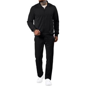 JMIERR Men’s Tracksuit 2 Piece Set Full Zip Casual Sweatsuit Jogging Suits with Jogger Jackets and Pants Warm Up Outfits(Black)