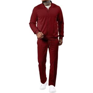 JMIERR Men’s Tracksuit 2 Piece Set Full Zip Casual Sweatsuit Jogging Suits with Jogger Jackets and Pants Warm Up Outfits(Burgundy)