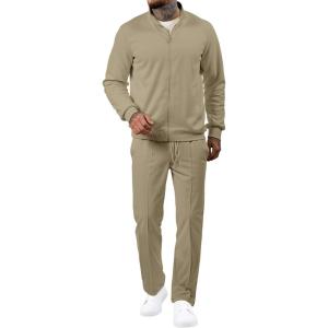 JMIERR Men’s Tracksuit 2 Piece Set Full Zip Casual Sweatsuit Jogging Suits with Jogger Jackets and Pants Warm Up Outfits(Khaki)