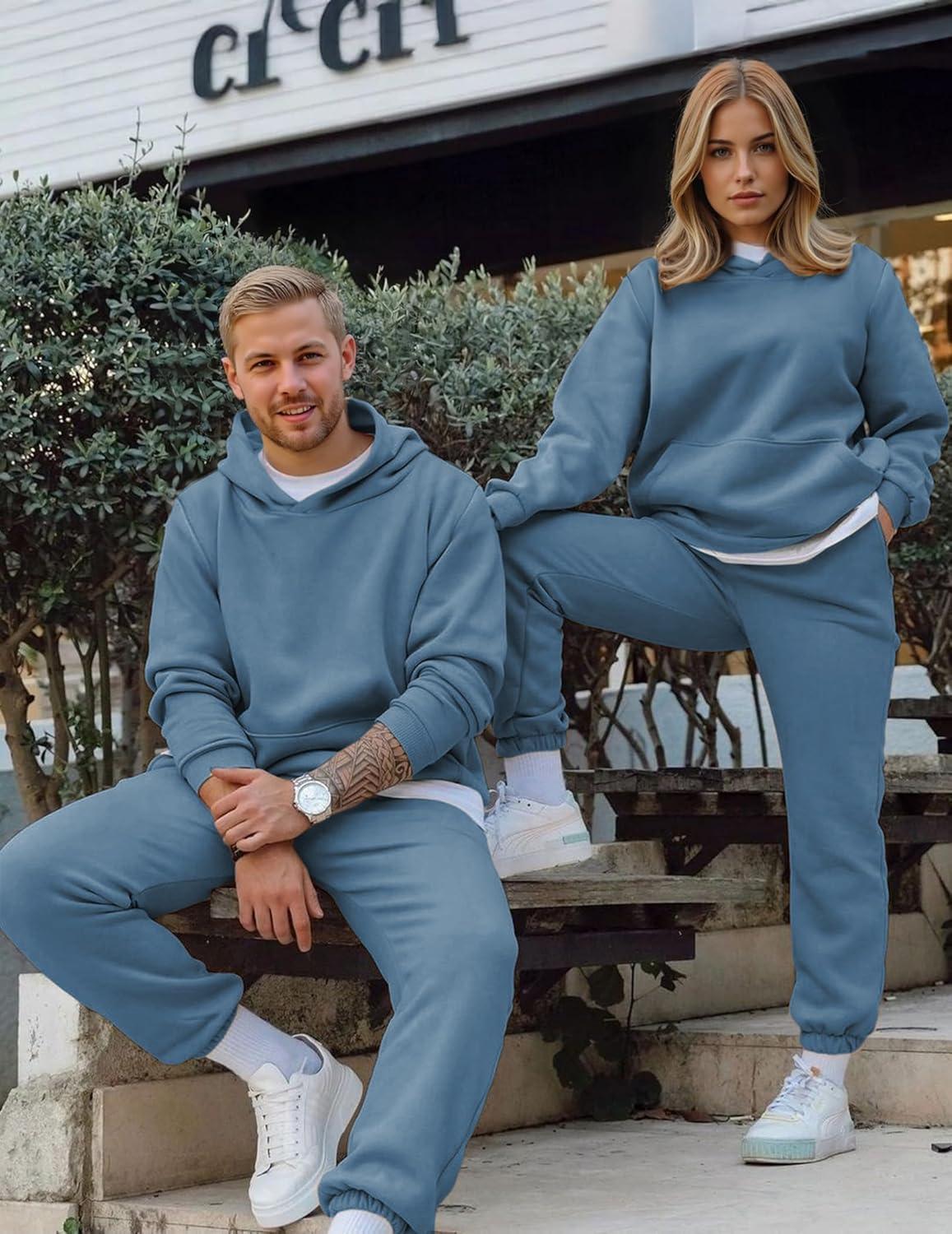 imageJMIERR Mens 2 Piece Outfits Hoodie Sweatshirt Tracksuit ampamp Joggers Sweatpants Sweatsuit SetSky Blue