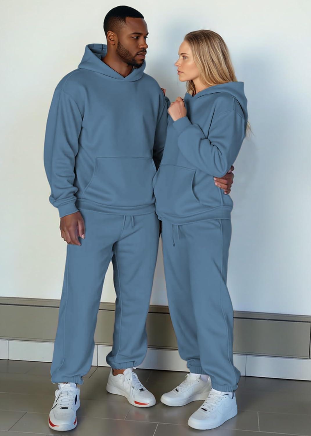 imageJMIERR Mens 2 Piece Outfits Hoodie Sweatshirt Tracksuit ampamp Joggers Sweatpants Sweatsuit SetSky Blue