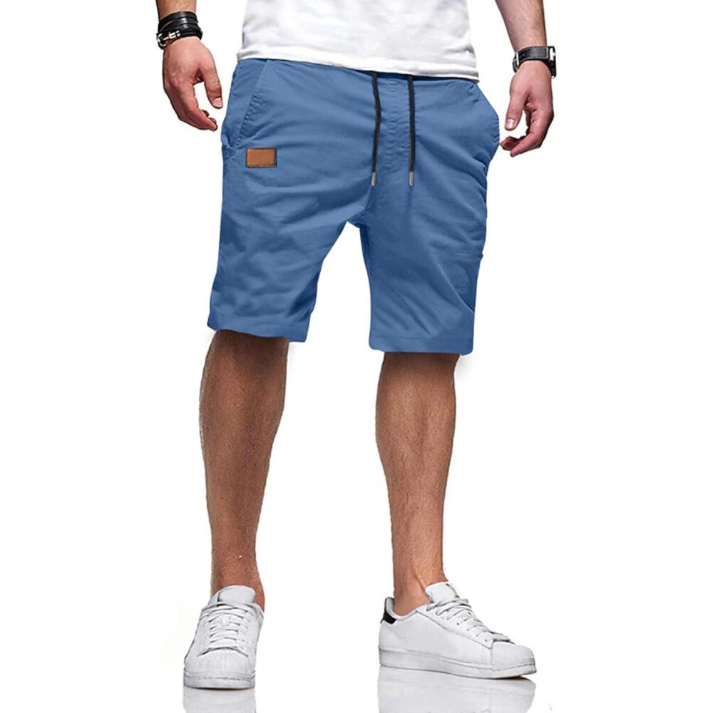 imageJMIERR Mens Casual Shorts  Cotton Drawstring Summer Beach Stretch Twill Chino Golf Shorts with PocketsS Deep Sky Blue