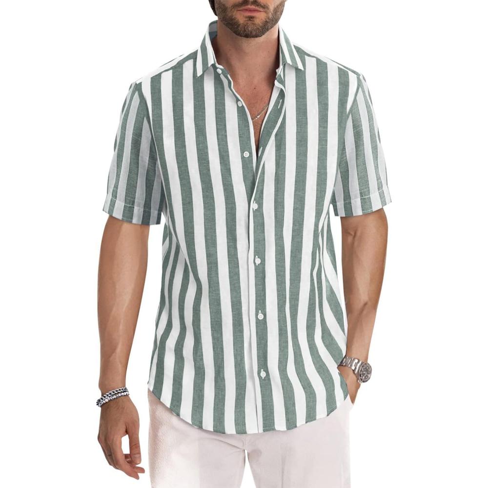 imageJMIERR Mens Casual Twill Cargo Shorts Cotton Drawstring Classic Cargo Stretch Short with 6 PocketsGrey Green Stripe