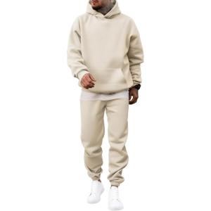 JMIERR Men’s 2 Piece Outfits Hoodie Sweatshirt Tracksuit & Joggers Sweatpants Sweatsuit Set(Cream)