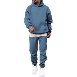 JMIERR Men’s 2 Piece Outfits Hoodie Sweatshirt Tracksuit & Joggers Sweatpants Sweatsuit Set(Sky Blue)
