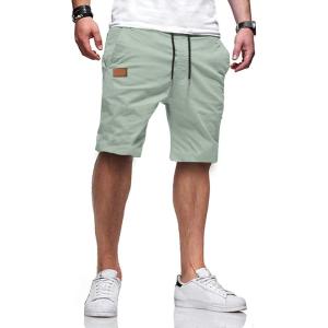 JMIERR Mens Casual Shorts – Cotton Drawstring Summer Beach Stretch Twill Chino Golf Shorts with Pockets(S Haze Blue)