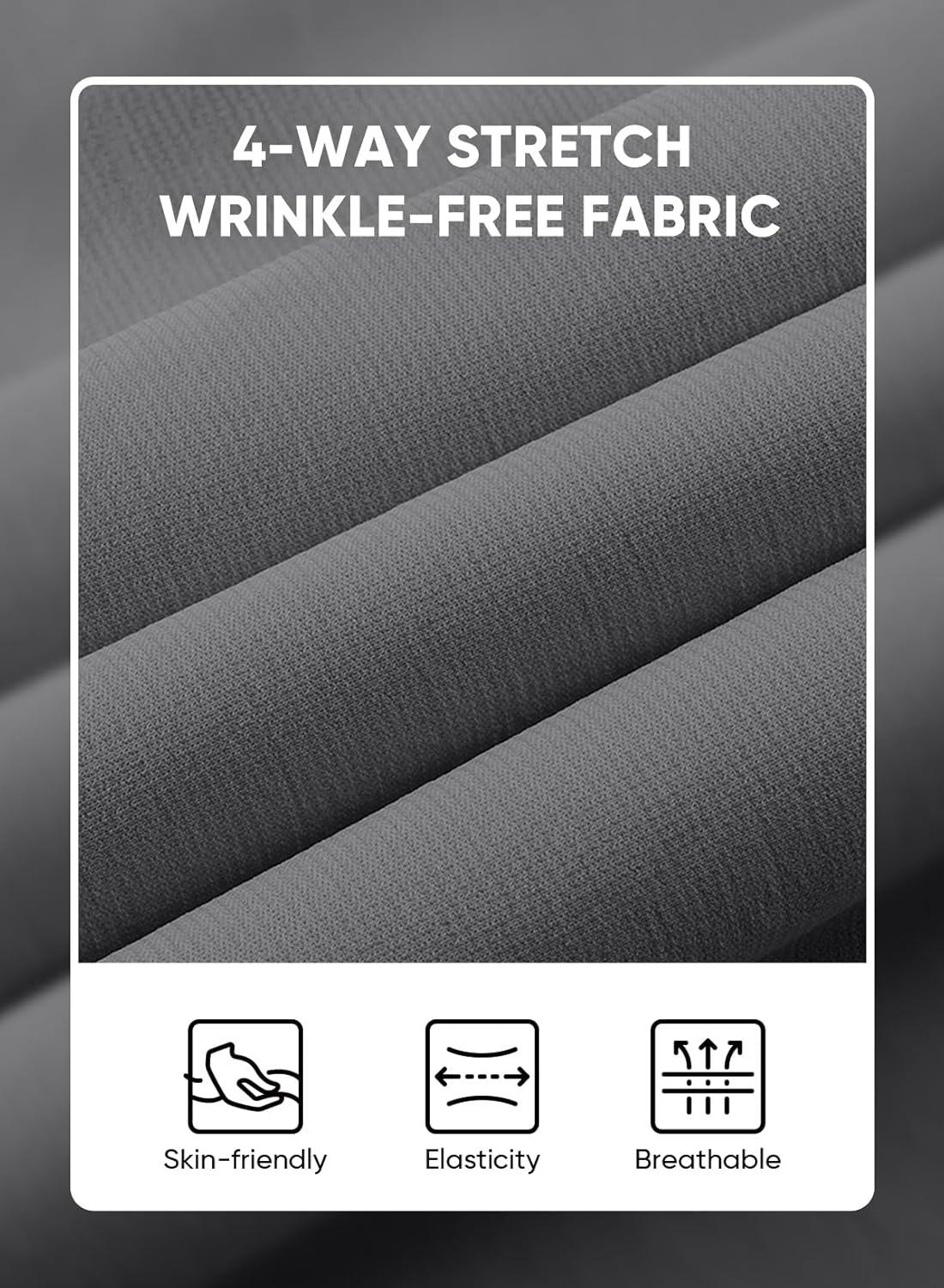 imageJMIERR Mens Casual Button Down Shirts WrinkleFree Short Sleeve Business Dress ShirtA Light Grey