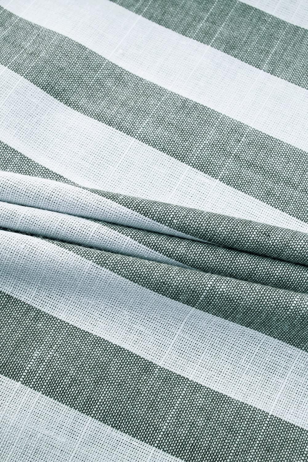 imageJMIERR Mens Casual Stylish Short Sleeve ButtonUp Striped Dress Shirt Cotton Beach ShirtsGrey Green Stripe