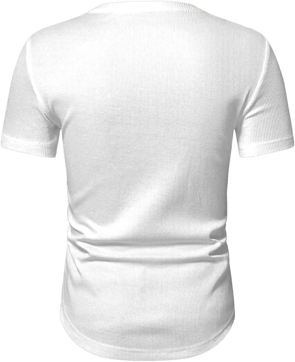 imageJMIERR Mens Muscle Slim T Shirts Texture V Neck Longline Henley Gym Workout Athletic Tee Shirt0 White