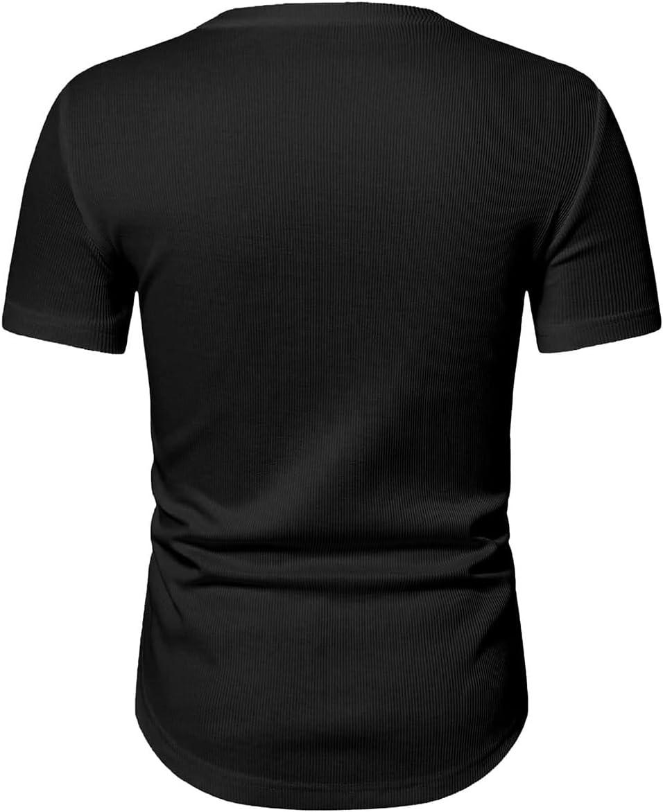 imageJMIERR Mens Muscle Slim T Shirts Texture V Neck Longline Henley Gym Workout Athletic Tee Shirt01 Black