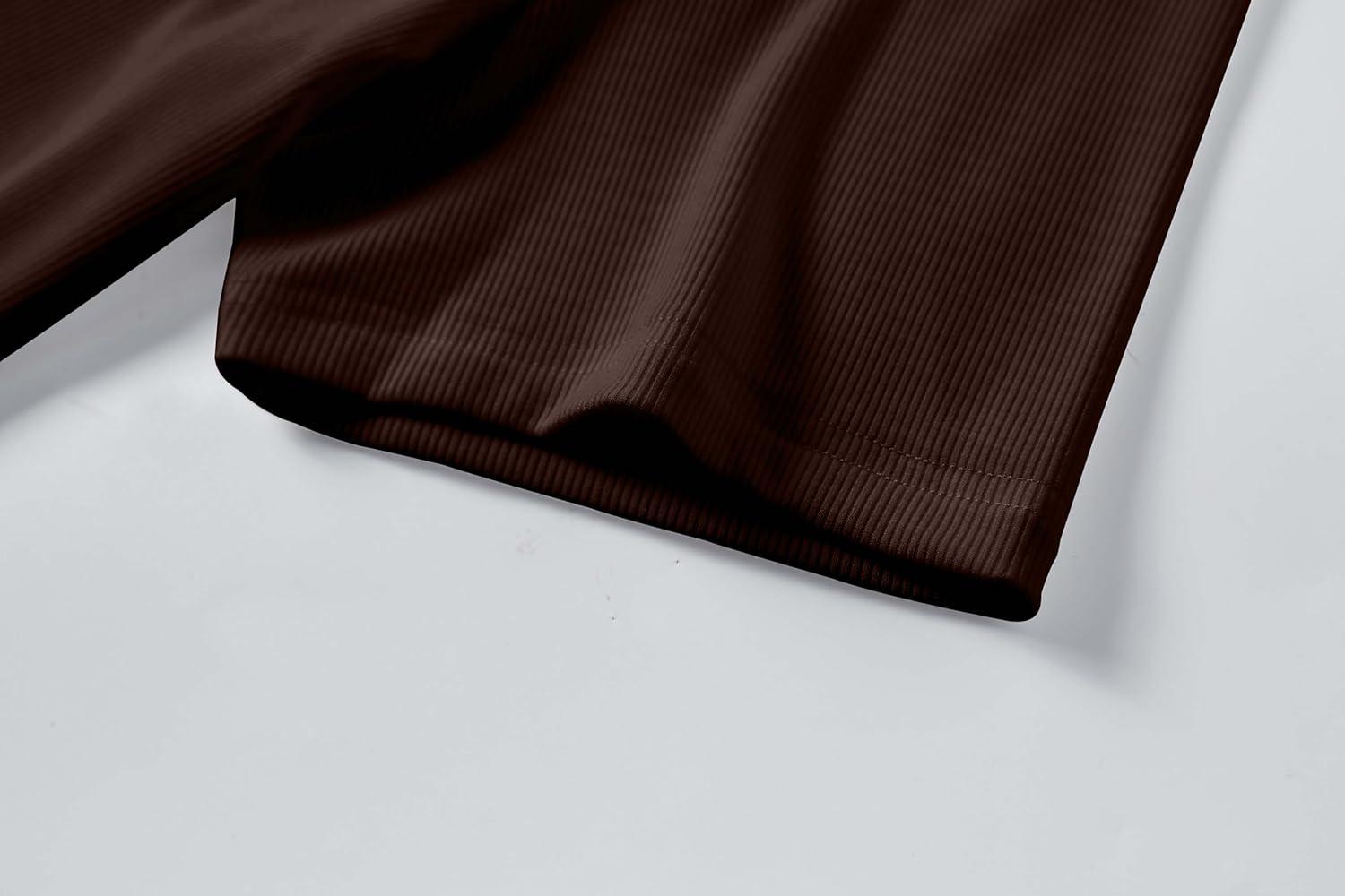 imageJMIERR Mens Muscle Slim T Shirts Texture V Neck Longline Henley Gym Workout Athletic Tee ShirtB Dark Brown