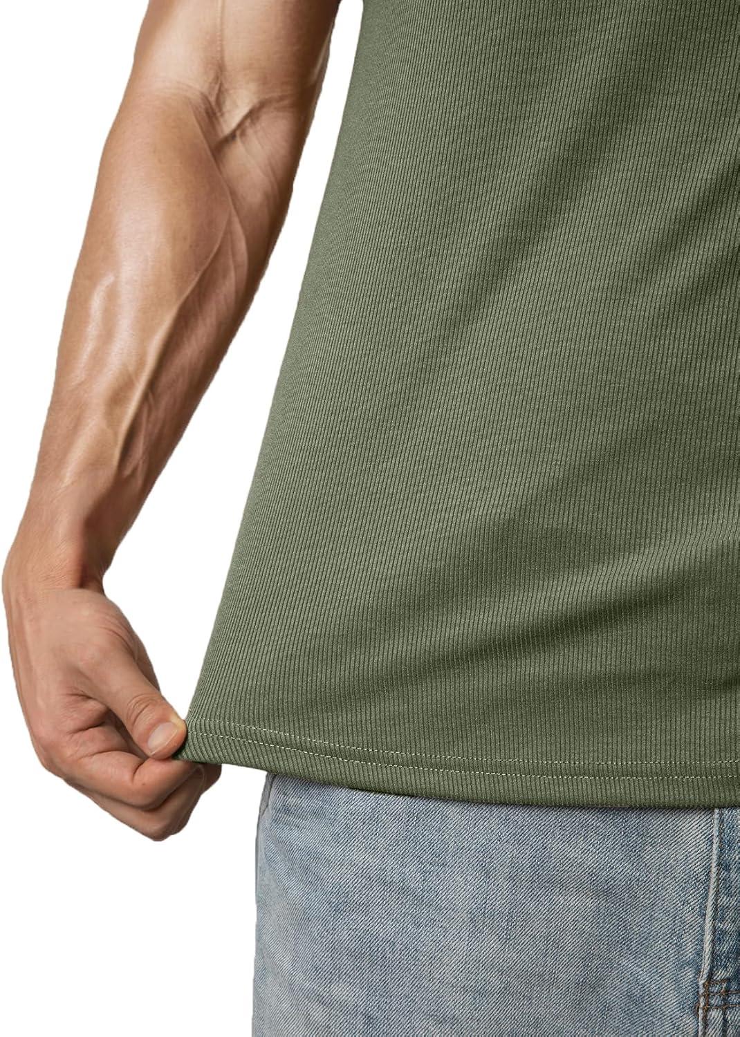 imageJMIERR Mens Muscle Slim T Shirts Texture V Neck Longline Henley Gym Workout Athletic Tee ShirtB Light Green