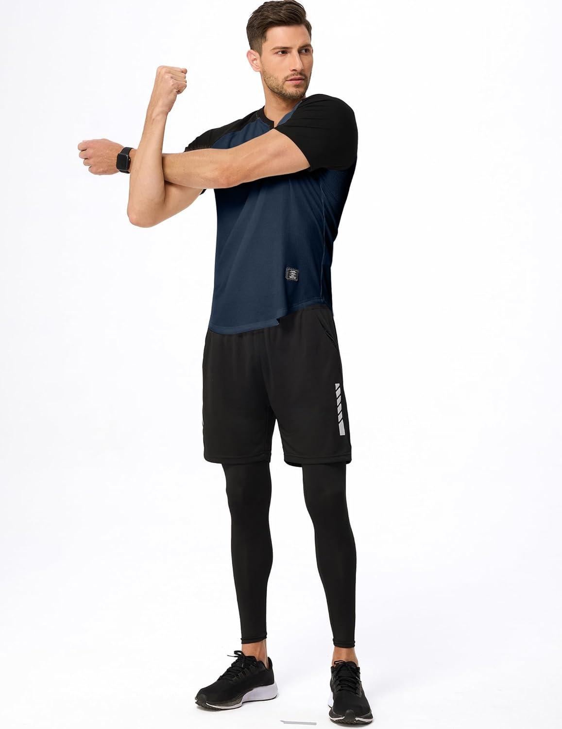 imageJMIERR Mens Muscle Slim T Shirts Texture V Neck Longline Henley Gym Workout Athletic Tee ShirtC Blue Black