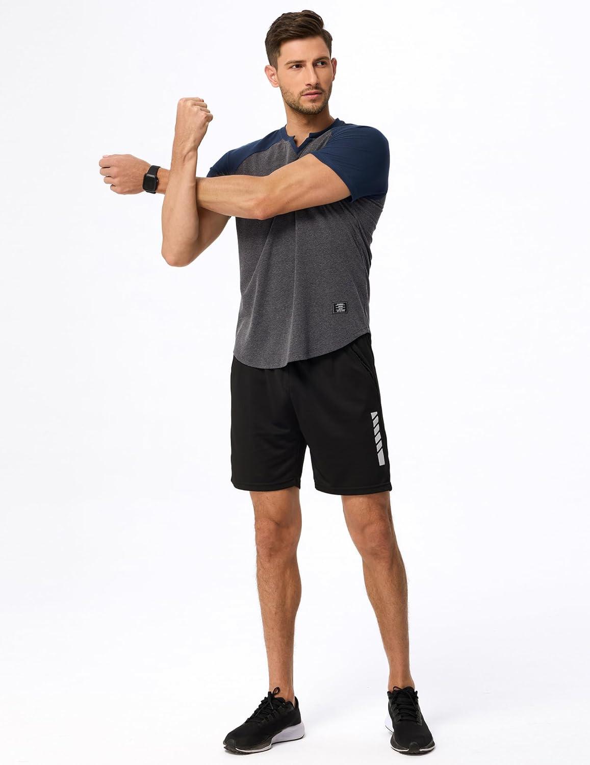 imageJMIERR Mens Muscle Slim T Shirts Texture V Neck Longline Henley Gym Workout Athletic Tee ShirtC Grey Blue