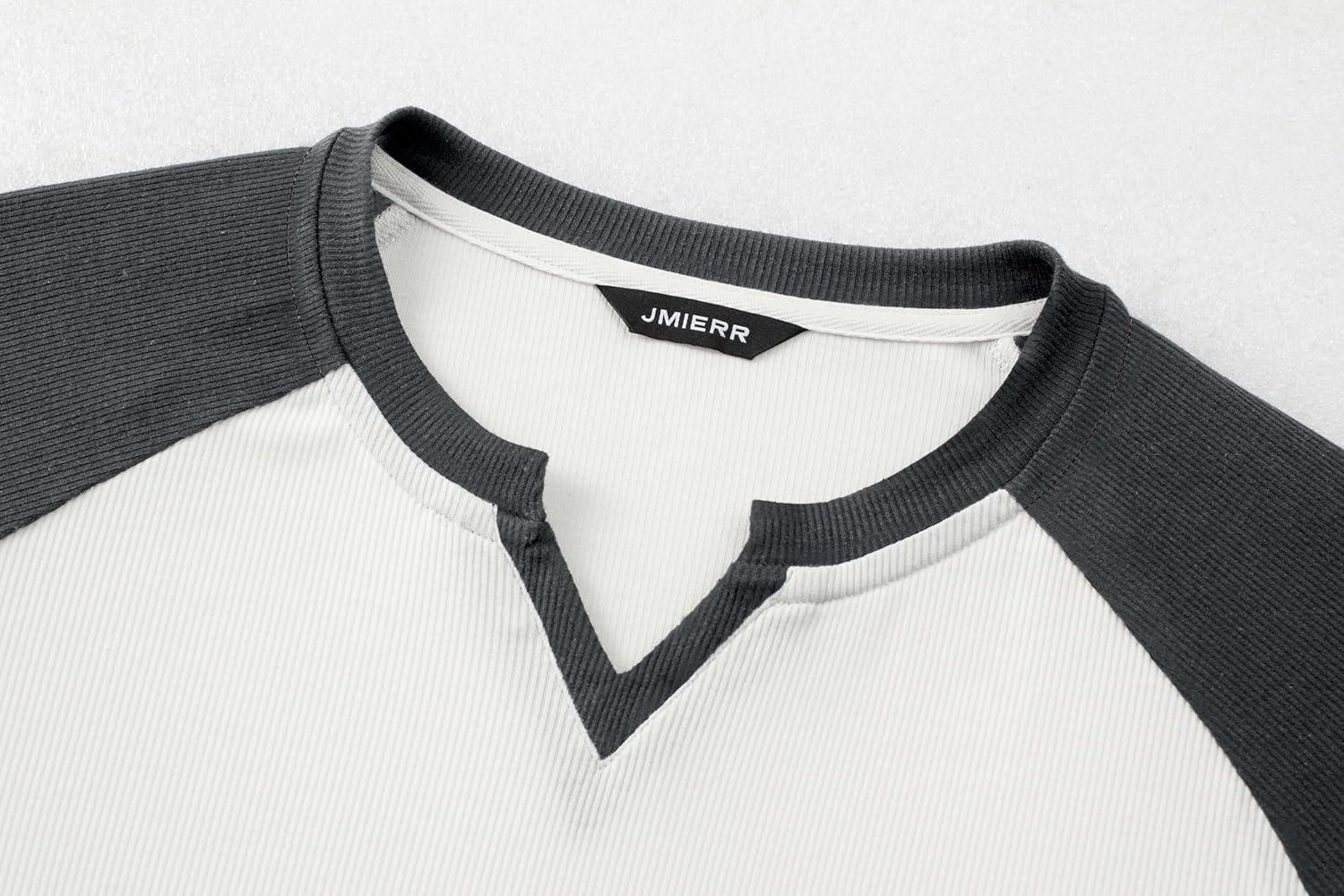 imageJMIERR Mens Muscle Slim T Shirts Texture V Neck Longline Henley Gym Workout Athletic Tee ShirtC White Grey