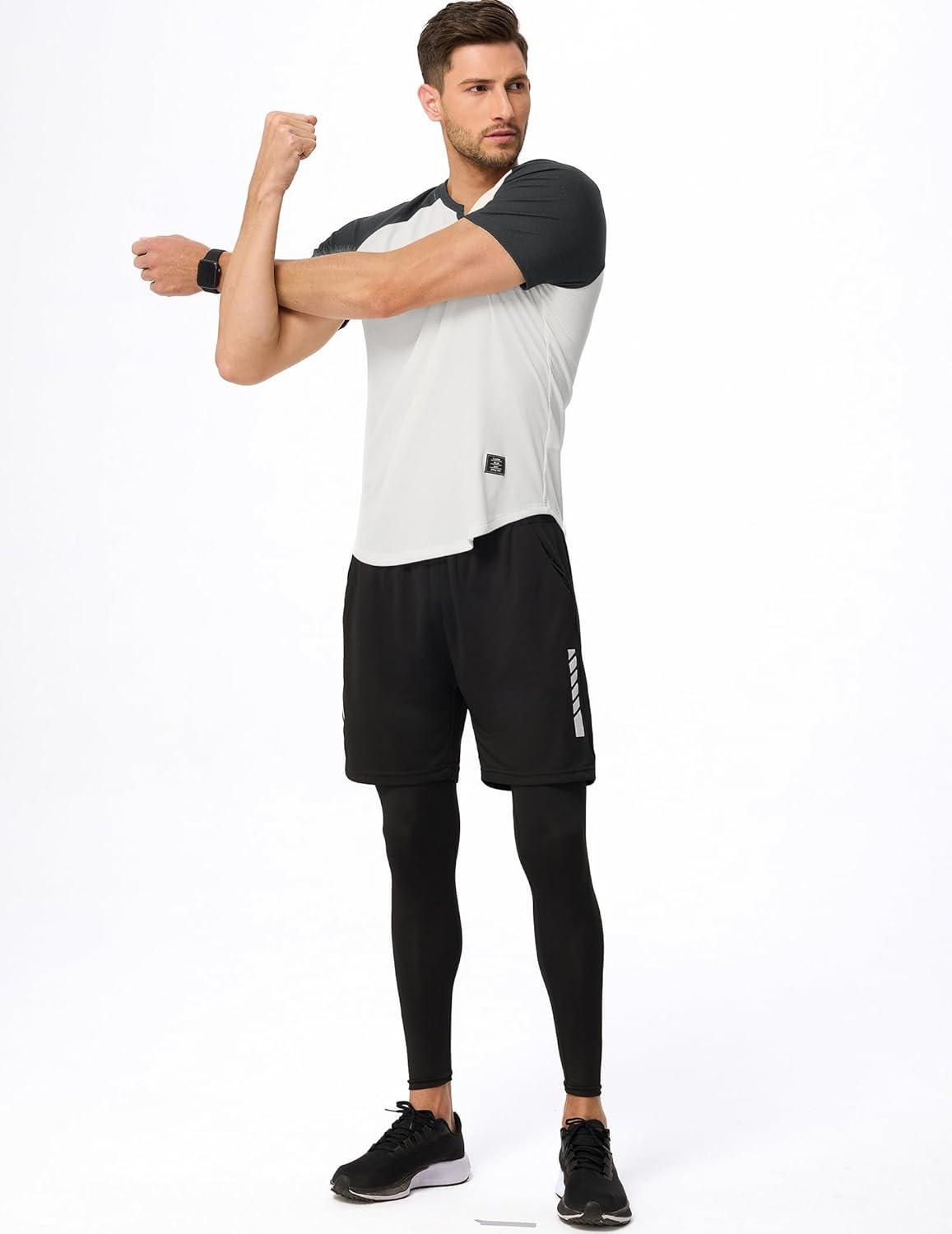 imageJMIERR Mens Muscle Slim T Shirts Texture V Neck Longline Henley Gym Workout Athletic Tee ShirtC White Grey