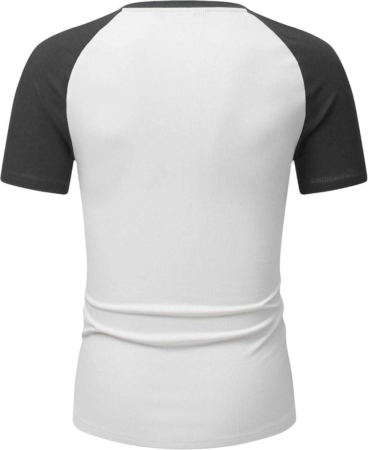 imageJMIERR Mens Muscle Slim T Shirts Texture V Neck Longline Henley Gym Workout Athletic Tee ShirtC White Grey