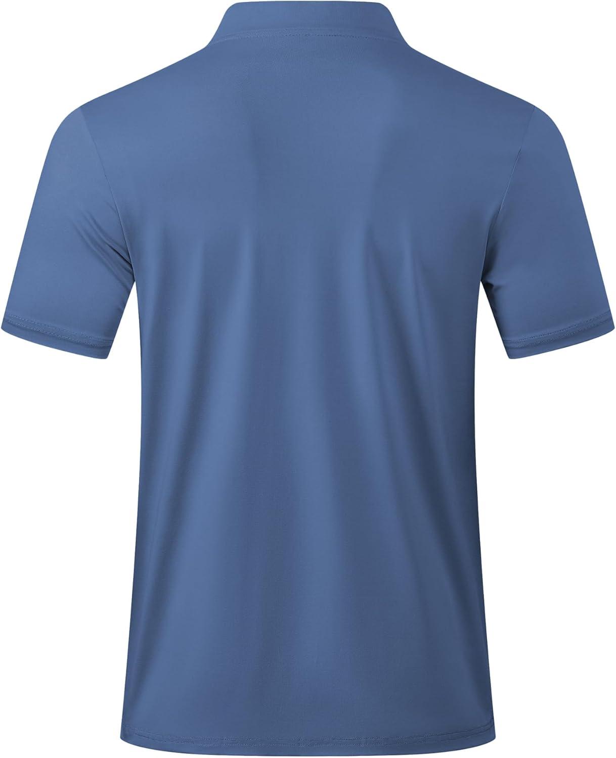 imageJMIERR Mens Polo Henley Shirt Moisture Wicking Quick Dry Summer Casual Short Sleeve Golf Polo T ShirtsHaze Blue